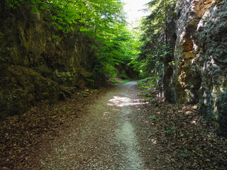 The path and the nature of the rock settlement of Vitozza, Lazio, Italy