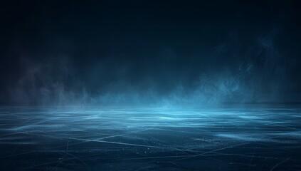 ice rink background with smoke, ice hockey floor with fog on black background