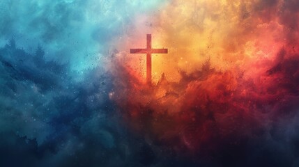 Naklejka premium Jesus Christ with cross. Christian background god religion cross religious symbol