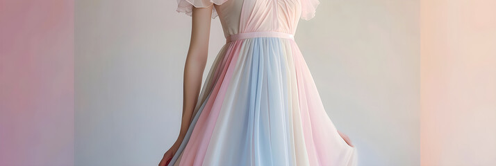 Elegant Pastel Floral A-line Dress Perfect for Festive Occasion