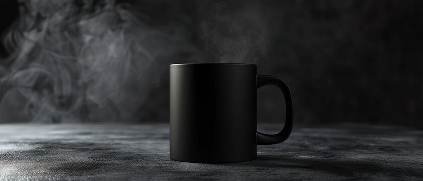 lack coffee cup or empty mug for drink on dark -AI generated image