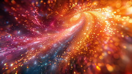 Naklejka premium A kaleidoscope of vibrant hues dancing across the canvas, evoking a sense of wonder and enchantment. Concept of artistic expression through color. Generative Ai.