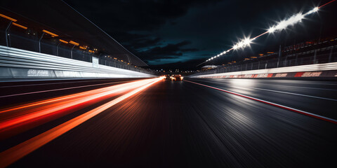 Fototapeta na wymiar Dynamic Nighttime Speedway Light Trails