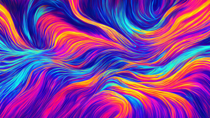 Colorful psychedelic windy abstract dreamy background - Generatie AI - obrazy, fototapety, plakaty