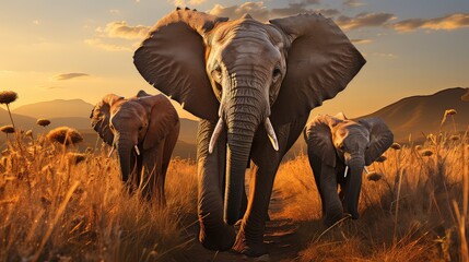 closeup shot of an elephant family walking across UHD Wallpaper