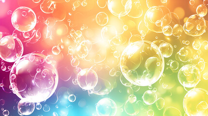 Pc desktop wallpaper background with flying, bubbles on a colorful background. Generative AI 
