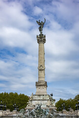The monument to the Girondins (Monument aux Girondins) with two 21-metre rostral columns (1829), fountain at place des Quinconces. Bordeaux, France. - 776469965