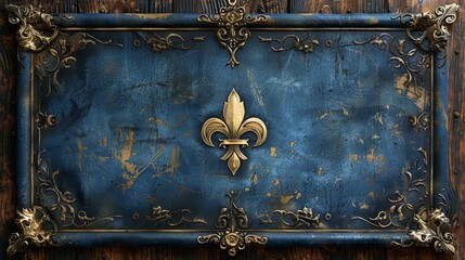 Borders and ornamental medieval manuscripts. deep blues and soft beiges pattern like fleur-de-lis, vines, and heraldic symbols to enhance the medieval aesthetic created with Generative AI Technology