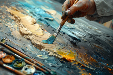 A master painter creating breathtaking works of art with brushstrokes that convey depth and...