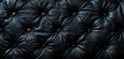 Luxurious Tufted Black Leather Upholstery Background