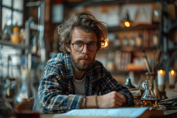 A proficient mathematician solving complex equations and modeling real-world phenomena with mathematical rigor. Concept of mathematical expertise. Generative Ai.