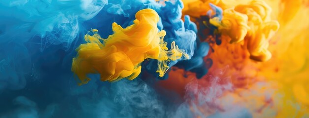 Vibrant Abstract Smoke Clouds in Blue and Orange