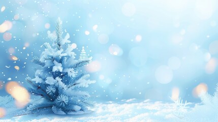 Fototapeta na wymiar Serene Winter Christmas Tree in Snowfall