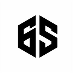 Geometric abstract GS logo design or number 65 with hexagon concept.