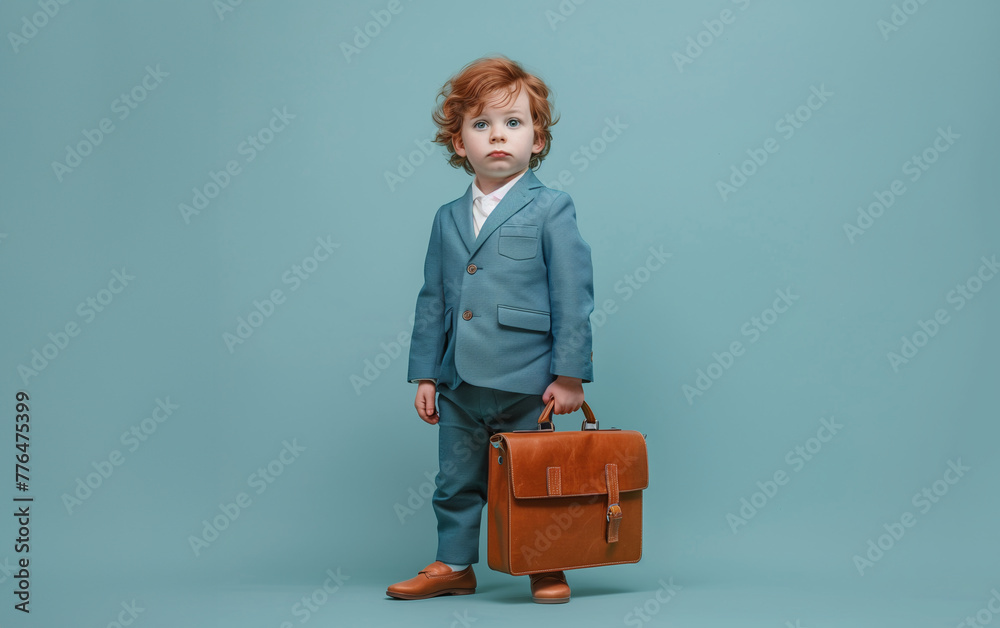 Wall mural little professional, baby with briefcase