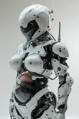 Fototapeta premium Humanoider Cyborg mit Kind im Bauch, Konzept schwangerer Roboter zur Leihmutterschaft