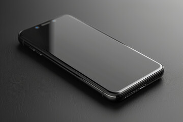 Sleek black smartphone with a blank screen isolated on a white background. Concept of modern communication. Generative Ai.