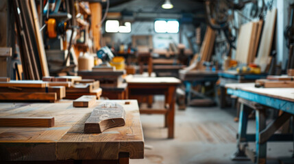 Woodworking. Making furniture in a carpentry workshop - obrazy, fototapety, plakaty