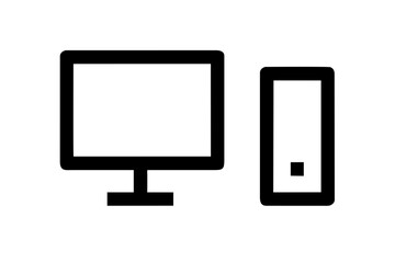 desktop computer silhouette vector illustration
