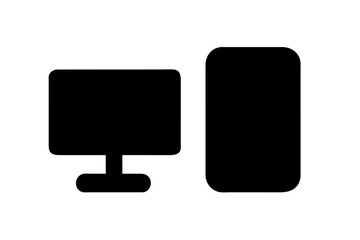 desktop computer silhouette vector illustration