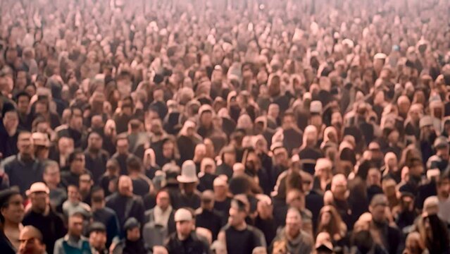 Large Group of People Standing in a Crowd Generative AI