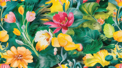 Vibrant Floral Display: Bursting with Yellow and Green Hues