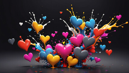 Playful Hearts: A Colorful Explosion of Love