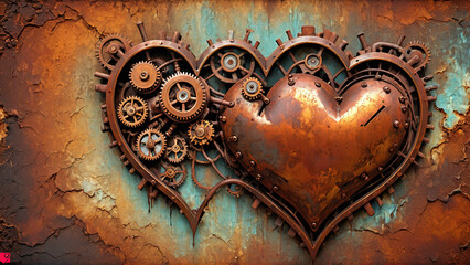 Fototapeta premium Rusted Steampunk Heart Illustration