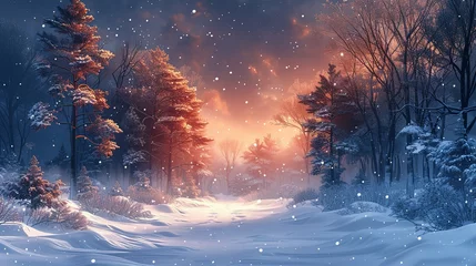 Foto op Plexiglas A path in the snowy winter forest with copy space generative ai illustration © Jennifer