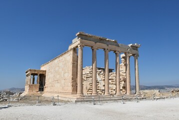 The Erechtheion at the Acropolis, Athens, Greece, Marble Columns on the Temple, Ruins of the Temple
