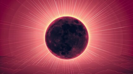 The total eclipse will be centered on a pink background. The use of black lines adds sharp contrast to the composition. This resulted in a striking and simple image of this celestial event