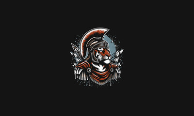 tiger wearing uniform spartan vector artwork design