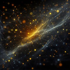 Obraz premium abstract dark grey and bold yellow virtual network - design element for technology background - connectivity backdrop illustration - generative ai