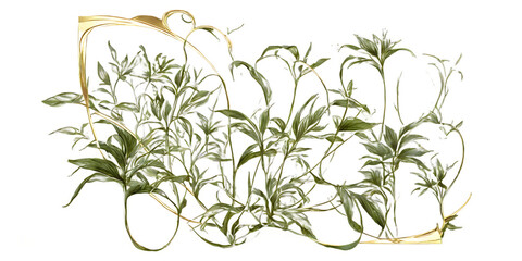 Gold framed botanical print Transparent Background Images