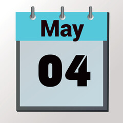 vector calendar page with date May 4, light colors