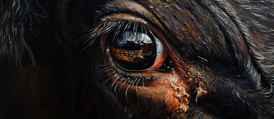 Painting of a horse's eye with a tear of blood