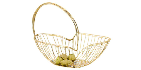 Gold wire fruit basket Transparent Background Images 