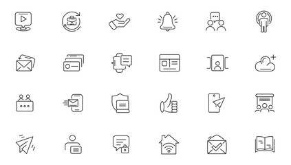 Social network web business icon set. Line icons collection vector. Outline icon pack