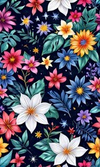 Contrast between bright flowers, dark background gives image special atmosphere, appeal, highlighting its beauty wonder. For home interior, bedroom, living room, childrens room to add bright colors.