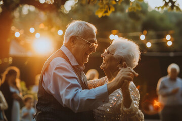 senior couple dancing dancing at a party