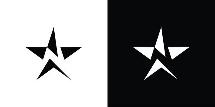 White Star Black Background Logo