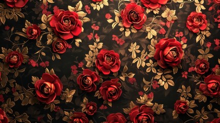 Rose Emblem focused on the rose as a symbol of royal lineage, with each bloom intricately detailed and set against a backdrop of velvet silk created with Generative AI Technology - obrazy, fototapety, plakaty