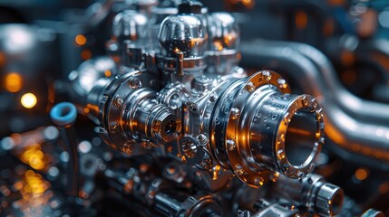 Realistic close-up of a car's throttle body, it plays in regulating airflow to the engine, ed in stunning 8K resolution for automotive enthusiasts to admire.