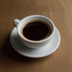 Cup of warm coffee and coffee beans, angle photography