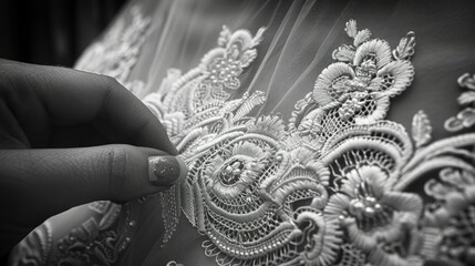 The delicate patterns and textures of a piece of lace, each thread a testament to the skill of its...