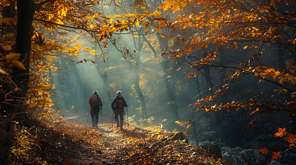 The gentle rustle of leaves in the wind as hikers pass beneath a canopy of trees