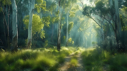 The invigorating scent of eucalyptus wafting from trees along the trail