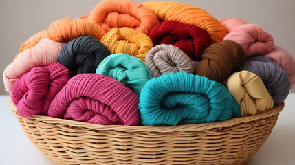 knitting yarn in basket