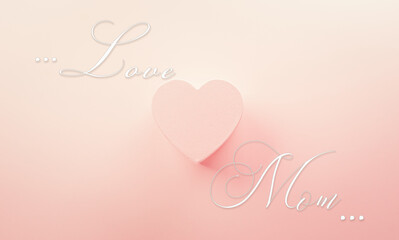 Mother day, Love , Valentine's and women's day concept made from paper hearts and the text on pastel background.