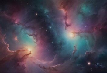 Background with space Pastel Galaxy Ballet: Celestial Bodies Swirl in Harmonious Dance